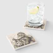 Merry Old Santa Claus Stenen Onderzetter (Zijkant)