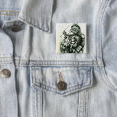 Merry Old Santa Claus Vierkante Button 5,1 Cm (In situ)