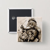 Merry Old Santa Claus Vierkante Button 5,1 Cm (Voorkant /achterkant)