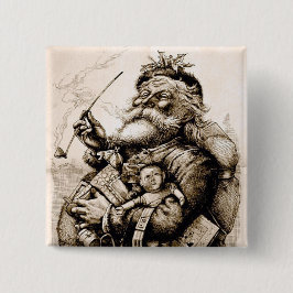 Merry Old Santa Claus Vierkante Button 5,1 Cm