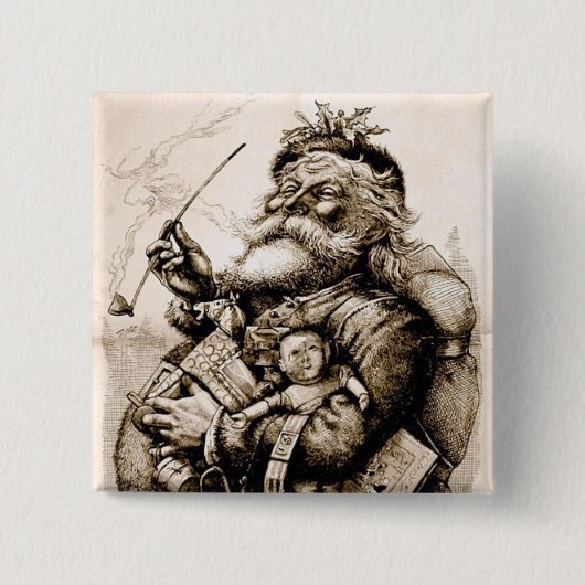 Merry Old Santa Claus Vierkante Button 5,1 Cm (Voorkant)