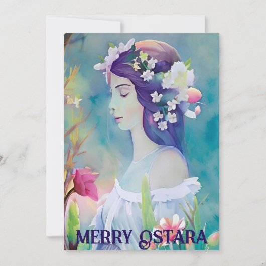 Merry Ostara Goddess Eostre Spring Equinox Pagan Feestdagenkaart (Voorkant)