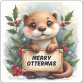 Merry Ottermas Christmas Sticker (Voorkant)