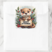 Merry Ottermas Christmas Vierkante Sticker (Tas)