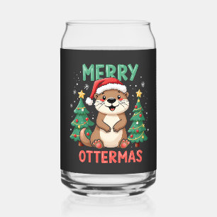 Merry Ottermas Funny Otter Animal Christmas Lovers Blikvorm Glas