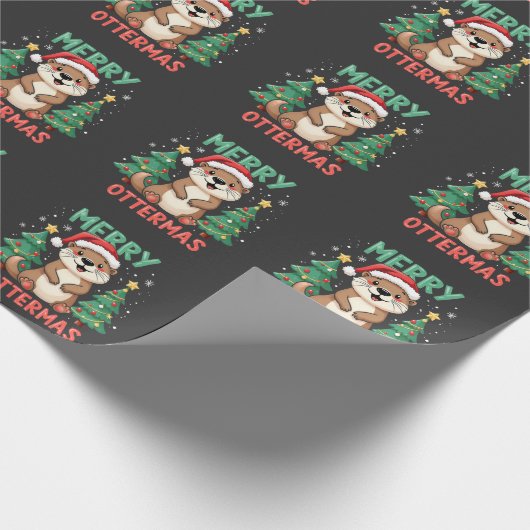 Merry Ottermas Funny Otter Animal Christmas Lovers Cadeaupapier (Hoek)