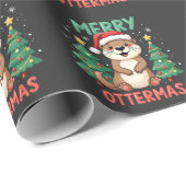 Merry Ottermas Funny Otter Animal Christmas Lovers Cadeaupapier (Rol Hoek)