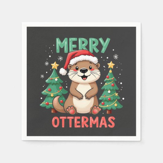 Merry Ottermas Funny Otter Animal Christmas Lovers Servet (Voorkant)
