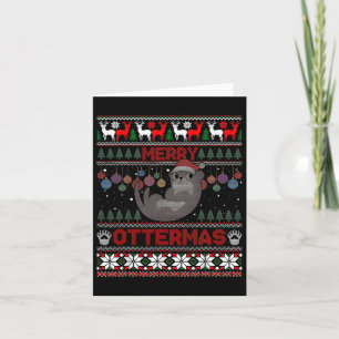 Merry Ottermas Funny Otter Lovers Christmas Ugly 2 Kaart