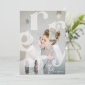 MERRY Overlay Typografie' Foto Kerstmis Feestdagenkaart (Staand voorkant)