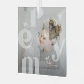 MERRY Overlay Typografie' Foto Kerstmis Glas Ornament (Voorkant links)