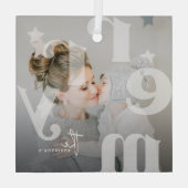 MERRY Overlay Typografie' Foto Kerstmis Glas Ornament (Achterkant)