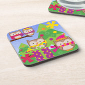 Merry Owls Kerstmis Onderzetters (Linkerzijde)