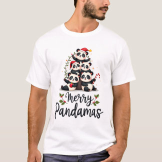 Merry Pandamas Pun Panda Christmas (2) T-shirt