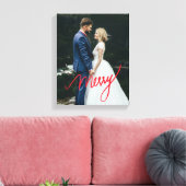 Merry | Pas getrouwd eerste kerstbruiloft foto Canvas Afdruk (Insitu (Woonkamer))