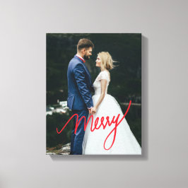 Merry | Pas getrouwd eerste kerstbruiloft foto Canvas Afdruk