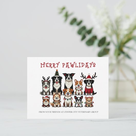 Merry Pawholidays Veterinary Feestdagenkaart (Staand voorkant)