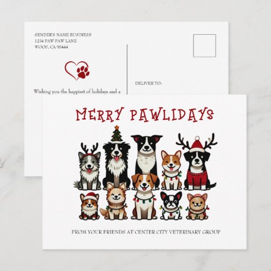 Merry Pawholidays Veterinary Feestdagenkaart (Voorkant / Achterkant)