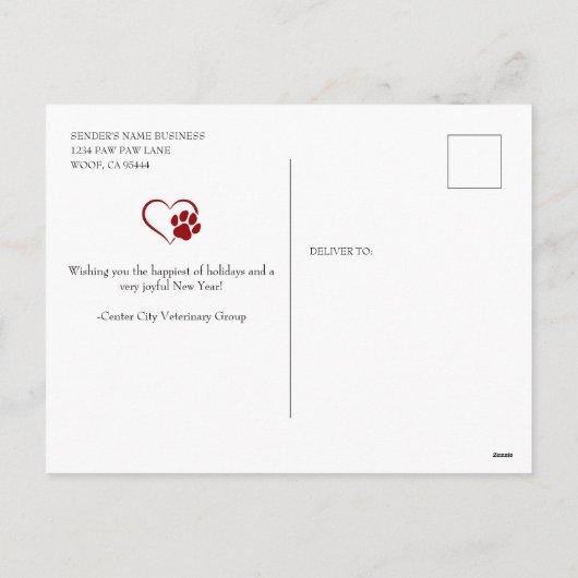 Merry Pawholidays Veterinary Feestdagenkaart (Achterkant)