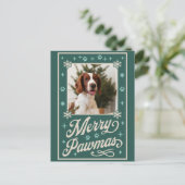 Merry Pawmas Pet Photo Christmas Holiday Kaart (Staand voorkant)