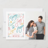 Merry Peace Joy Love Hope Handgetekend Bright Holi Feestdagenkaart (Voorkant)