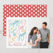 Merry Peace Joy Love Hope Handgetekend Bright Holi Feestdagenkaart (Voorkant / Achterkant)