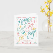 Merry Peace Joy Love Hope Handgetekend Bright Holi Kaart (Gele Bloem)