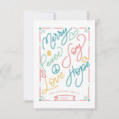 Merry Peace Joy Love Hope Handgetekend Bright Holi Kaart (Voorkant)