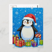 Merry Penguin Christmas Postcard Briefkaart (Voorkant / Achterkant)