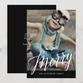 Merry | Penseelbriefje voor kalligrafie Feestdagenkaart (Voorkant / Achterkant)