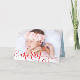 MERRY PHOTO familie leuke kalligrafie overlay rood Feestdagen Kaart