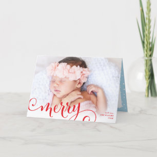 MERRY PHOTO familie leuke kalligrafie overlay rood Feestdagen Kaart