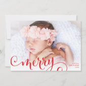 MERRY PHOTO familie leuke kalligrafie overlay rood Feestdagenkaart (Voorkant)