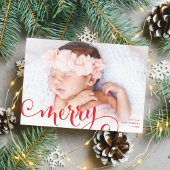 MERRY PHOTO familie leuke kalligrafie overlay rood Feestdagenkaart