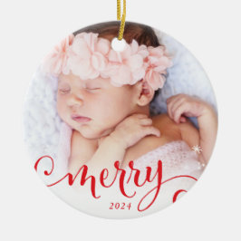 MERRY PHOTO familie leuke kalligrafie overlay rood Keramisch Ornament