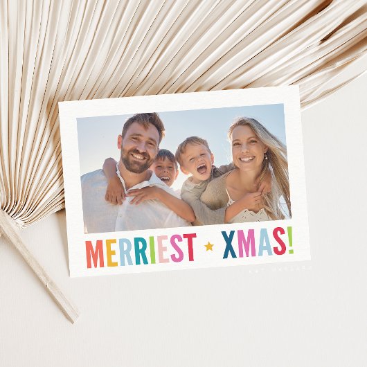 MERRY PHOTO modern family colorful bold typography Feestdagenkaart
