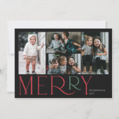Merry Photo Simple Black Red Green Feestdagenkaart (Voorkant)