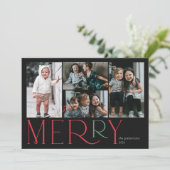 Merry Photo Simple Black Red Green Feestdagenkaart (Staand voorkant)