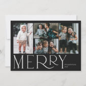 Merry Photo Simple Black White Feestdagenkaart (Voorkant)
