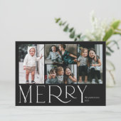 Merry Photo Simple Black White Feestdagenkaart (Staand voorkant)