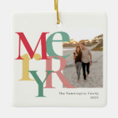 Merry Photo Simple Red Green Yellow Keramisch Ornament (Voorkant)