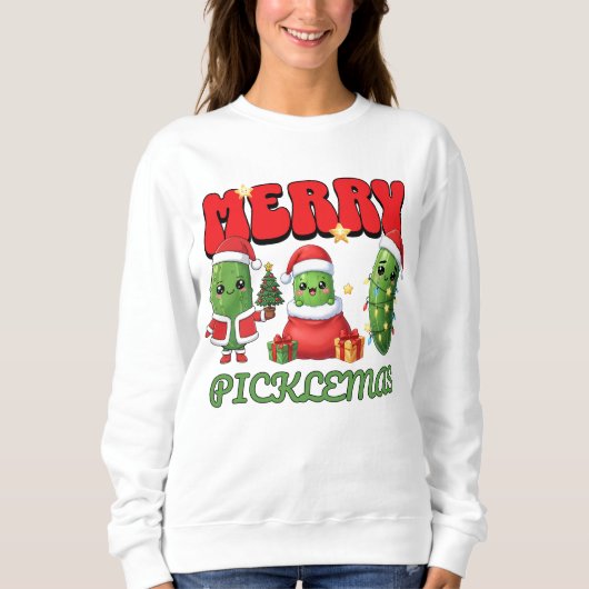 Merry Picklemas Funny Christmas Pun Cute Pickle Trui (Voorkant)