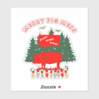 Merry Pig Mess Sticker