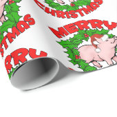 Merry Piggy Christmas Cadeaupapier (Rol Hoek)