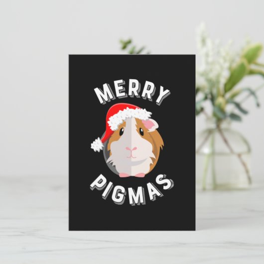 Merry Pigmas Cute and Funny Guinee Pig Kerstmis Bedankkaart (Staand voorkant)