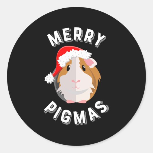 Merry Pigmas Cute and Funny Guinee Pig Kerstmis Ronde Sticker (Voorkant)