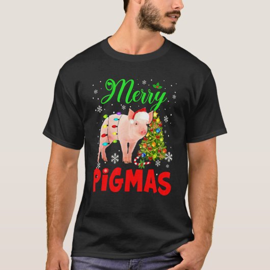 Merry Pigmas Cute Kerstlamour Santa Pig Farme T-shirt (Voorkant)