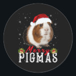 Merry Pigmas Face Mask Fun Guinea Pig Christmas Sa Ronde Sticker<br><div class="desc">Vrolijk Pigmas Gezichtsmasker Leuk Guinee Varken Kerstmis Kerstmis</div>