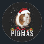 Merry Pigmas Face Mask Fun Guinea Pig Christmas Sa Ronde Sticker<br><div class="desc">Vrolijk Pigmas Gezichtsmasker Leuk Guinee Varken Kerstmis Kerstmis</div>
