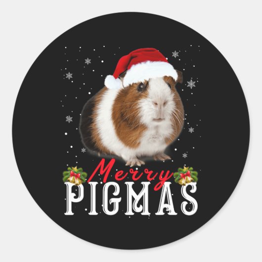 Merry Pigmas Face Mask Fun Guinea Pig Christmas Sa Ronde Sticker (Voorkant)